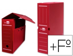 Caja archivo definitivo Liderpapel Folio prolongado plástico rojo